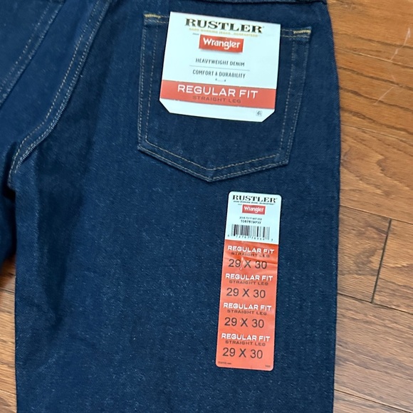 Rustler by Wrangler Heavyweight Dark Wash Regular Fit Straight Leg Jeans 29x30 - Picture 5 of 7
